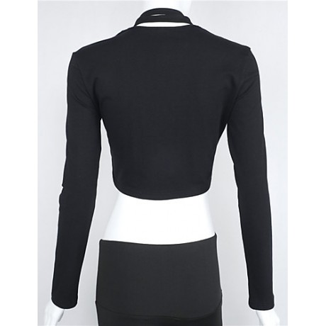 Women's Casual/Daily Simple Fall / Winter T-shirtSolid Asymmetrical Long Sleeve Black Cotton Medium