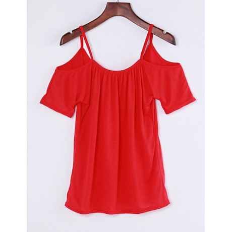 Women's Off Shoulder Strap Flutter T-shirt