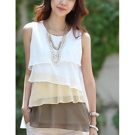 Women's Plus Size Layered Ruffle Chiffon Vest