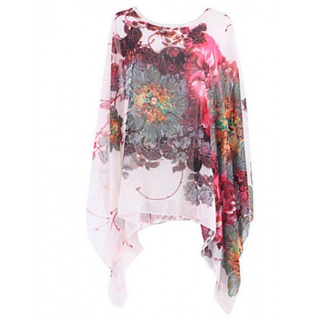 Women's Sexy Beach Casual Plus Size Print Chiffon Blouse