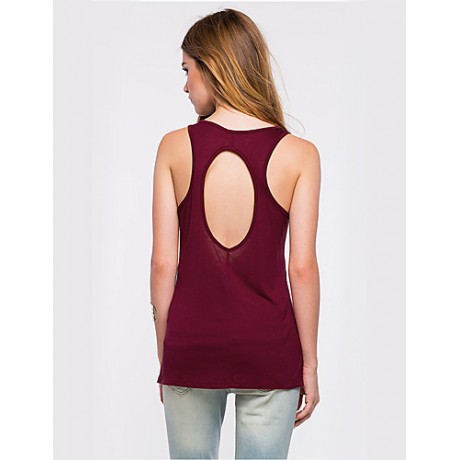 Women's Casual/Daily Street chic Summer Tank TopPrint U Neck Sleeveless Red Polyester Medium