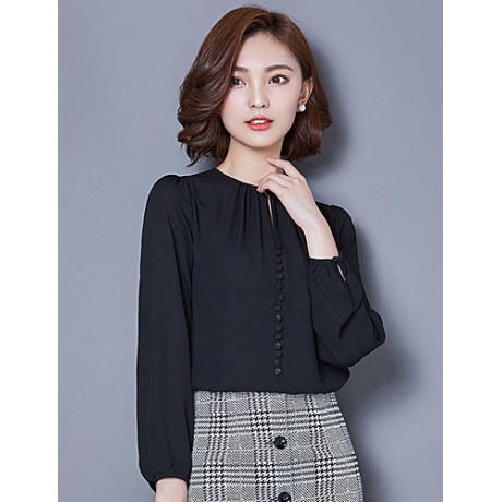 Women's Round Collar Bottoming Shirt Long SleeveBlouses