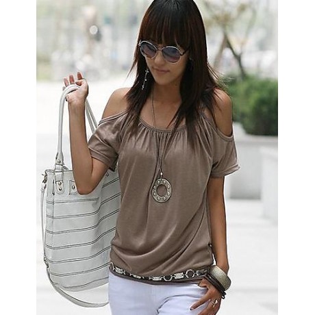 Women's Off Shoulder Strap Flutter T-shirt