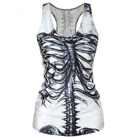 Women's Casual/Daily Sexy Summer Tank Top,Print U Neck Sleeveless White Others Medium